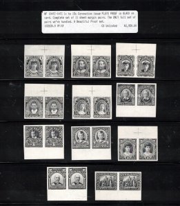 Newfoundland #104TC - #114TC XF Set Of Plate Proof Pairs In Black On Card