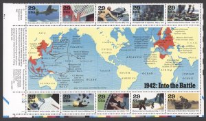 1992 US Scott #2697 World War II: Into the Battle pane of 10 MNH