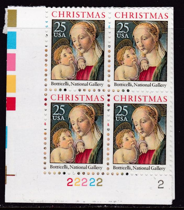 United States 1988 Christmas Issue (Religious) Plate Nr.Block of Four VF/NH