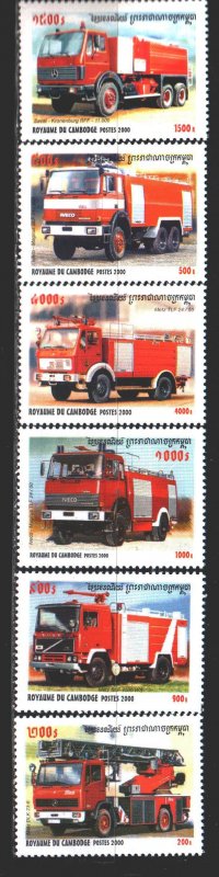 Cambodia. 2000. 2054-59. Fire equipment, cars. MNH.