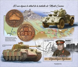 TOGO - 2023 -Battle of Monte Cassino, 80th Anniv-Perf Souv Sheet-Mint Never Hin.
