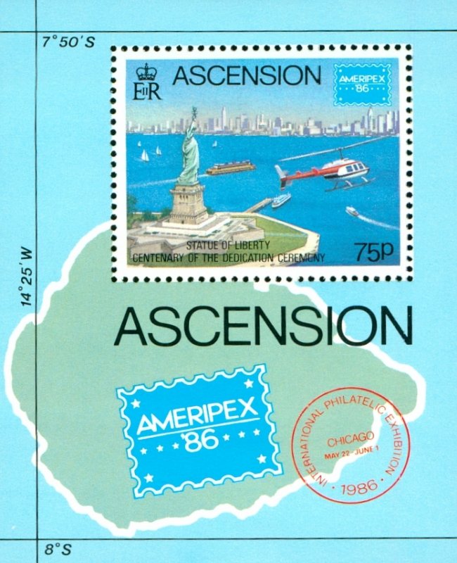 ASCENSION ISLAND 398 MNH  SS  SCV $3.50  BIN $2.00