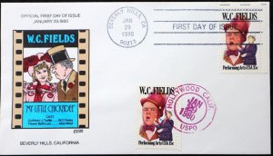 U.S. Used #1803 15c WC Fields 1980 Collins First Day Cover. Pristine!