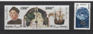 Poland #3038/#3085a  (1991-92 Europa issues)  VFMNH CV $3.10