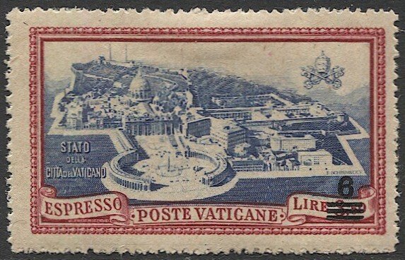 VATICAN CITY Italy 1945  Sc E7  MH F-VF 6L / 3.50L  Vatican City