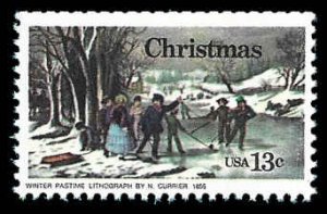 PCBstamps   US #1703 13c Christmas-Winter Pastime, MNH, (33)