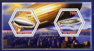 CHAD - 2014 - Airships - Perf 2v Sheet #1 - M N H - Private Issue