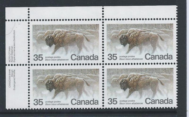 Canada #884 UL PL BL Canadian Endangered Wildlife 35¢ MNH1