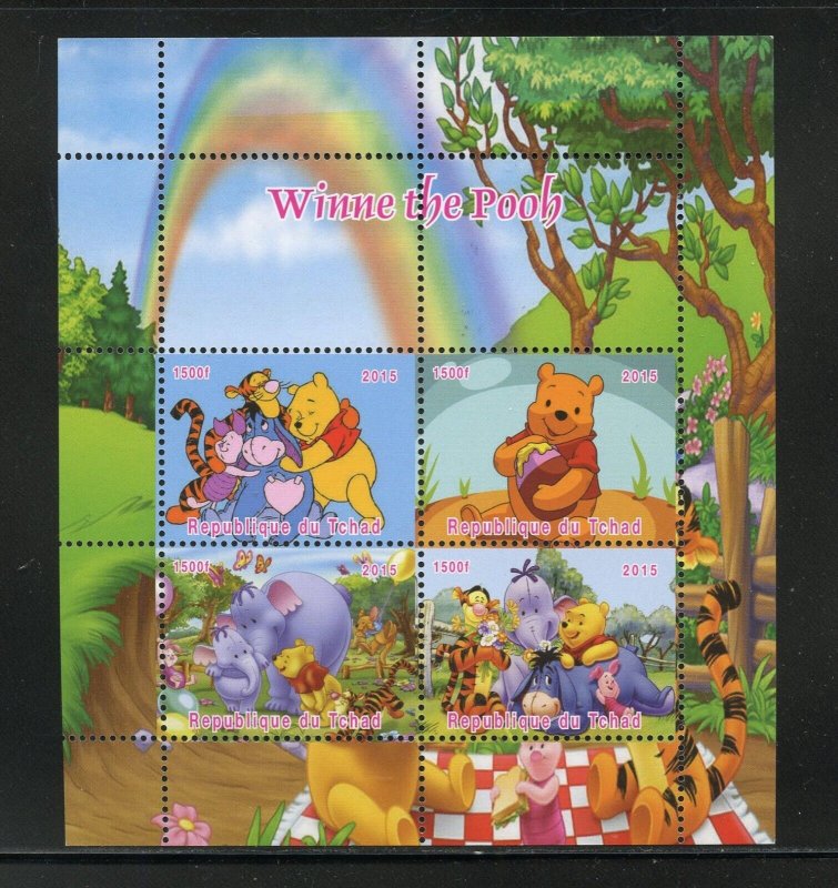 CHAD  2014-2016 DISNEY WINNIE THE POOH SET OF THREE SHEETS MINT NEVER HINGED