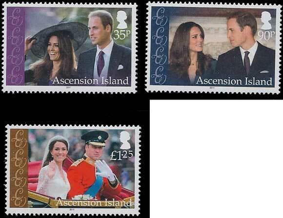 Ascension - Prince William & Kate Royal Wedding - 3 Stamp Set ASC1101C