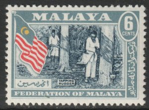 Malaya Federation Scott 80 - SG1, 1957 Tapping Rubber 6c MH*