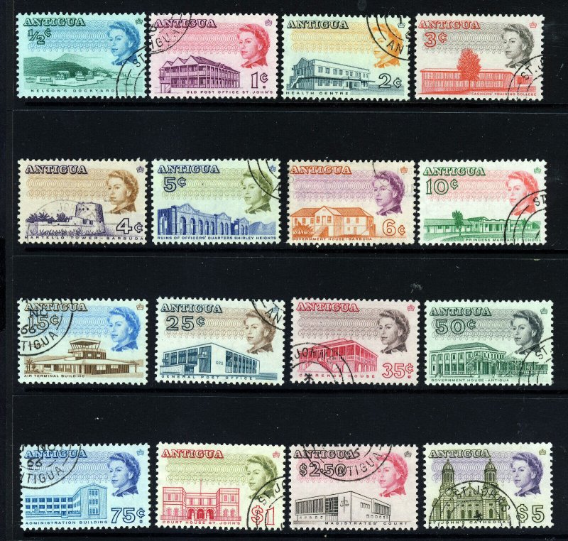 ANTIGUA QE II 1966 The Complete Pictorial Set SG 180 to SG 195 VFU 