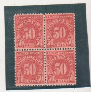 US Stamp Scott # J86 1931 50 CENT Block of 4 POSTAGE DUE ISSUE MINT-OG/NH