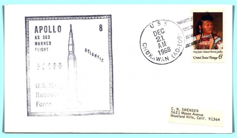 U.S. Navy Recovery Force Apollo 8 U.S.S. Chukawan FDC