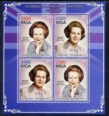 MADAGASCAR - 2013 - Margaret Thatcher - Perf 4v Sheet - MNH-Private Issue