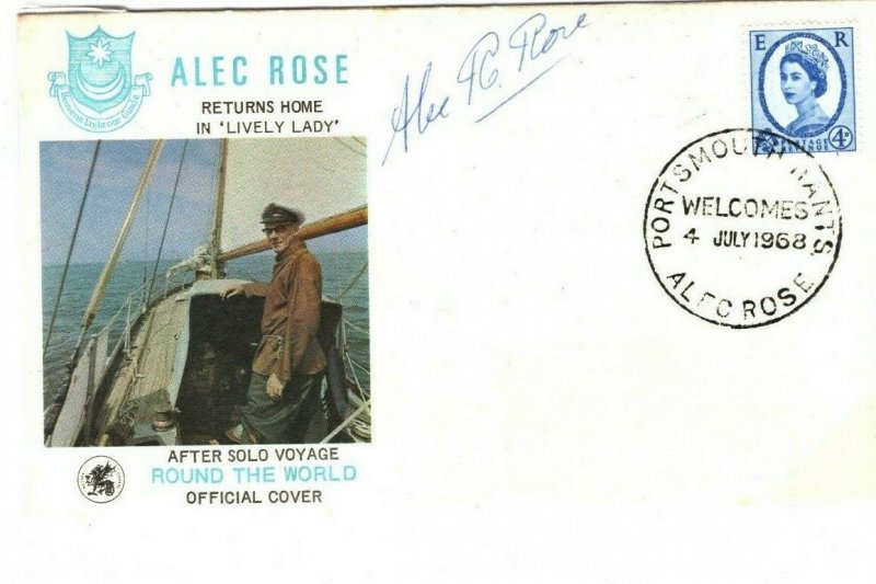 GB SAILING Cover ALEC ROSE Signed Round The World 1968 Portsmouth{samwells}00.1 