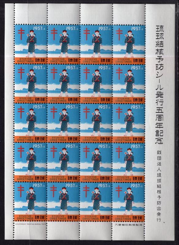 Ryukyu WX6 Christmas Seals Pane MNH VF