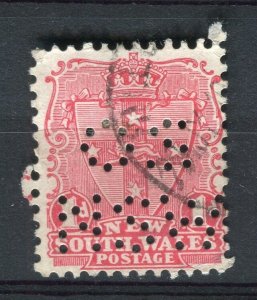 AUSTRALIA NEW SOUTH WALES; Early 1900s Official OS NSW perfin on Qv issue 1d,.