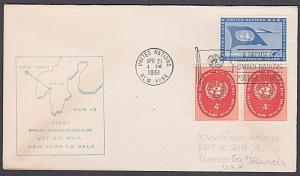 USA UN FRANKING 1961 first flight cover NY to Oslo Norway...................7144