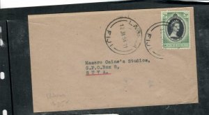 FIJI ISLANDS  COVER (P2112B) 1954 QEII  CORONATION COVER LABASA TO SUVA 