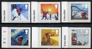 Great Britain 2004 Christmas self-adhesive set of 6 unmou...