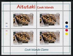 Cook Islands - Aitutaki 2013 Clams #5 perf sheetlet conta...