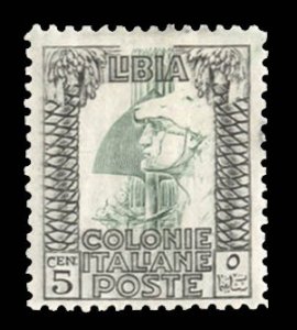 Italian Colonies, Libya #49a Cat$70, 1924 5c black and green, perf. 11, hinged