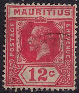 Mauritius 1921 - 34 KGV 12ct Carmine Red Die 2 Type A used SG 232 ( D619 )