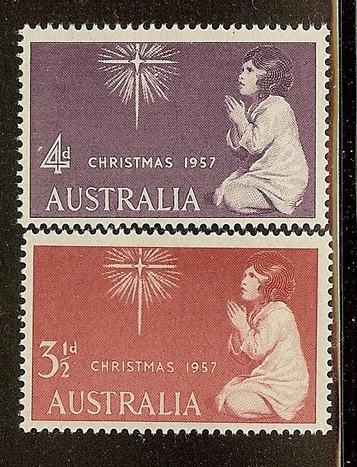 Australia, Scott #'s 306-307, Christmas 1957, MLH 