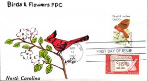 #1985 North Carolina Birds - Flowers Combo Slyter FDC