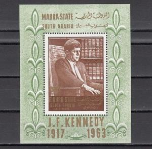 Aden-Mahra, Mi cat. 24, BL1 A. President John Kennedy s/sheet