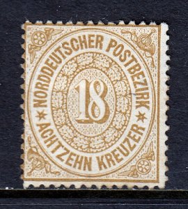 NORTH GERMAN CONFEDERATION — SCOTT 23 — 1869 18kr NUMERAL — MNG — SCV $150
