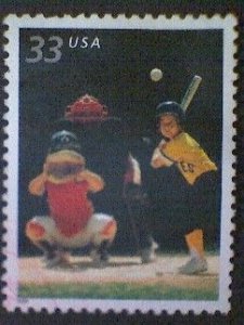 United States, Scott #3402, used(o), 2000, Youth Sports: Baseball, 33¢