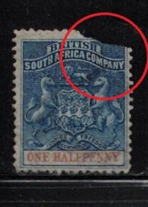 RHODESIA Scott # 1 Used - Hinge Remnant - Corner Fault CV $5.25