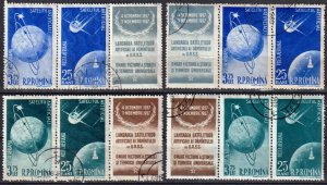 Romania 1957 Space First Satellite Mi.1677 /80 2 sets Used