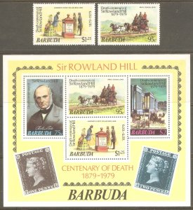 BARBUDA Sc# 378 - 386 MNH FVF Set-8+2xSouv SHt Rowland Hill Concorde