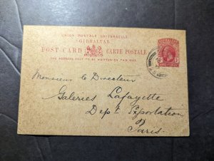 1917 British Gibraltar Postcard Cover to Paris France