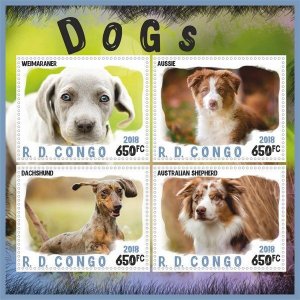 Stamps. Fauna Domestic DOGS  1+1 sheets perforated 2018 year Congo