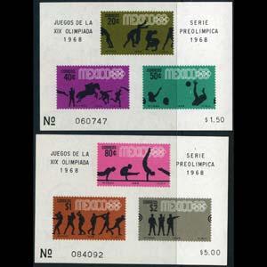 MEXICO 1968 - Scott# 992a-5a S/S(2) Olympics NH