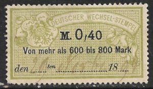 GERMANY 1886 0,40m Bill of Exchange Revenue Erler No. AJ102A VFU