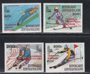 Central Africa # C224-227, Lake Placid Olympics RED Overprints,Mint NH, 1/2 Cat.