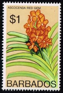 Barbados #408 Red Gem Orchids; Unused (11.00)