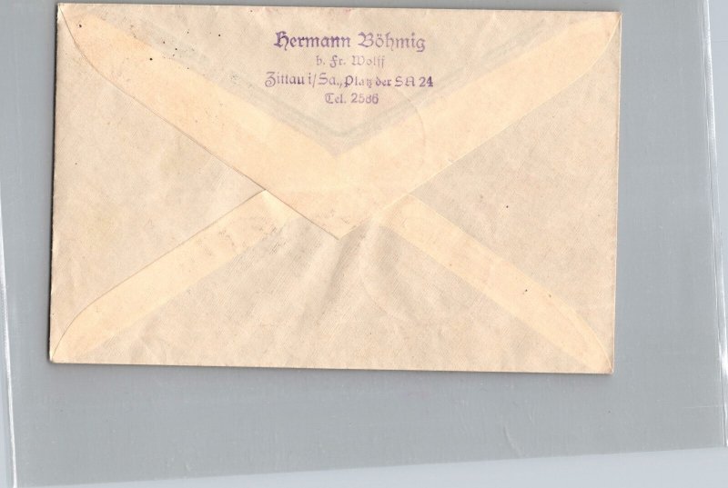 1939 Germany Worzburg Graf Zeppelin 2 LZ 130 Local Mail Cover to Zittau