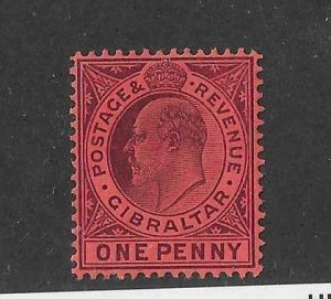 Gibraltar Sc #40 1p  black on red OG VF