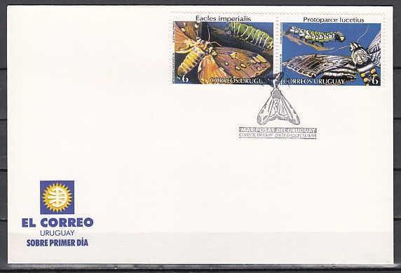 Uruguay, Scott cat. 1731-1732. Various Moths issue. First Day Cover.