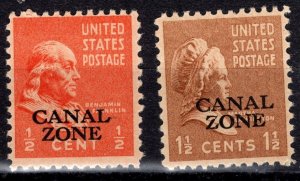 US Canal Zone Scott # 118-119 1/2 Cent & 1 1/2 Cent Benjamin Franklin Set/2 MH