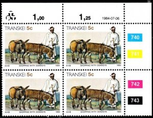 Transkei - 1984 Xhosa Culture 5c 1984.07.06 Plate Block MNH** SG 142