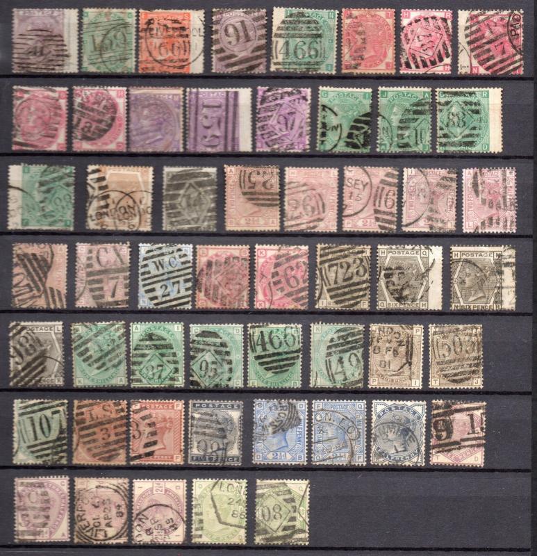 GB VICTORIA ALL DIFFERENT SURFACED PRINT USED STAMP selected stock value $2900 