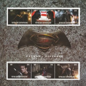 C A R - 2016 - Batman, Superman #2-Perf 6v Sheet-Mint Never Hinged-Private Issue