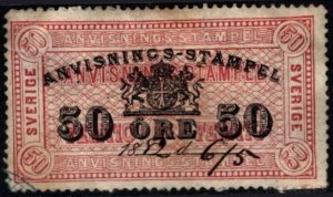 1882 Sweden Revenue 50 Ore Instruction (Receipt) Stamp Used